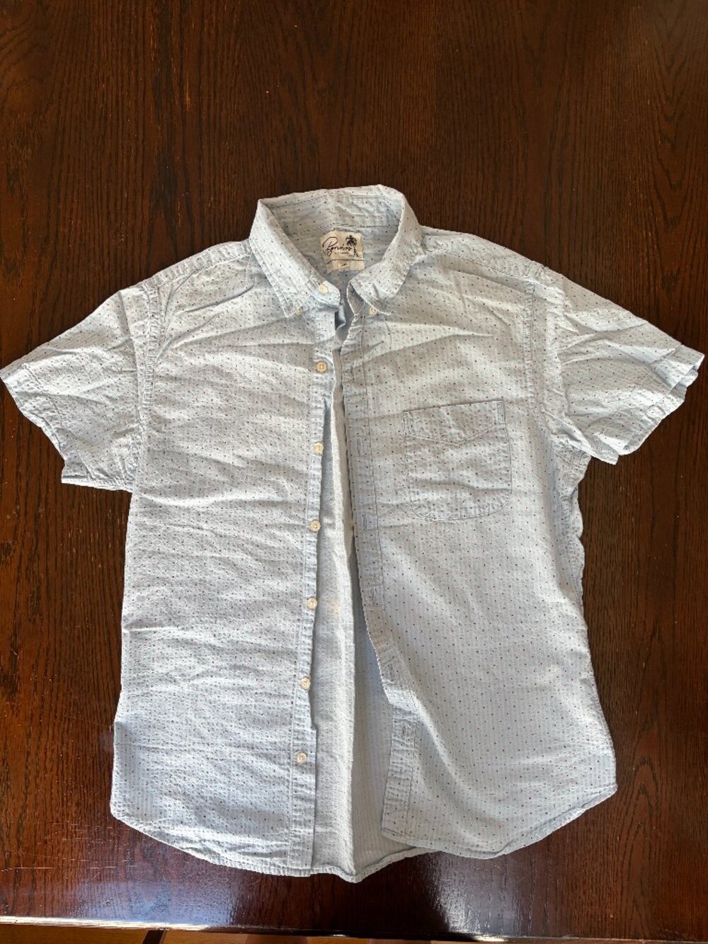 Bonobos Riviera Blue Seersucker Dot Shirt Men’s M Slim Fit